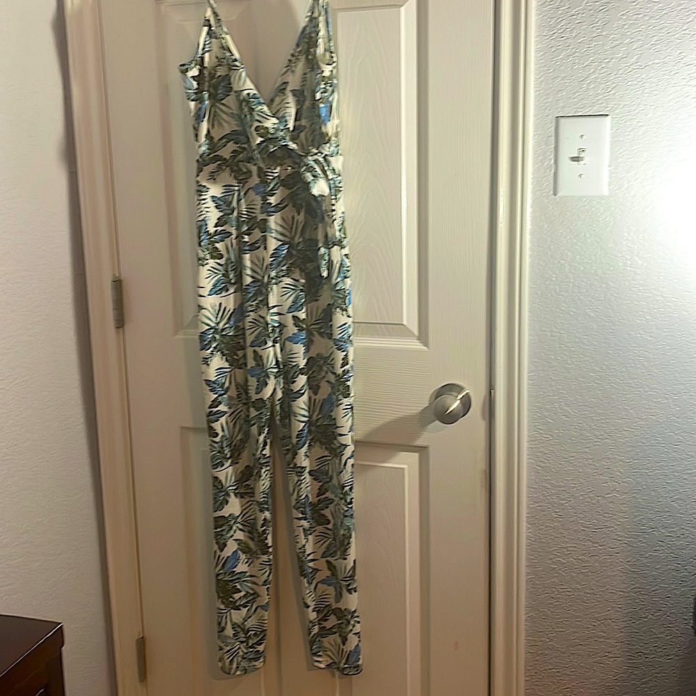 Leaf print jumpsuit